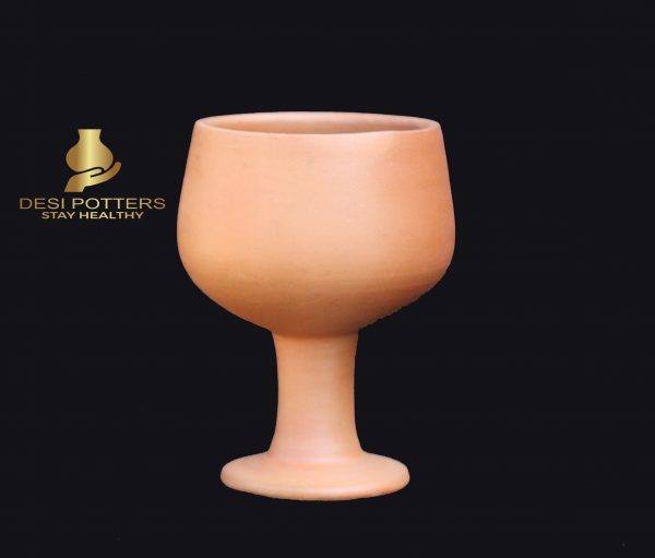 Desi Potters HandMade Unglazed Royal Clay Goblet  200ml/Royal Chalice Cup/Antique Wine Glass/Drinking Glass/HouseWarming-Birthday Gifts