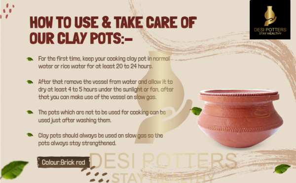 Desi Potters Unglazed Clay Dal Handi  Litre /Earthen Handi/Mitti Handi+Free ASH for Cleaning - Image 5